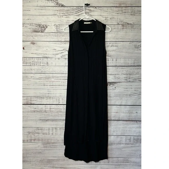 Alice + Olivia Kali TShirt Style Dress Lamb Leather Collar Small - Picture 3 of 17